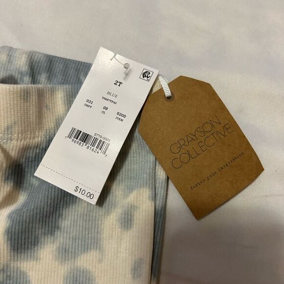 NWT Grayson Collective Girls' Size 2T Teal Blue Tie Dye Print Ribbed Leggings - Picture 5 of 7